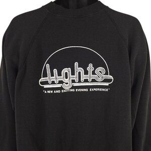 Vintage Guam Lights Sweatshirt Mens Size Large Black 80s Nightlife USA